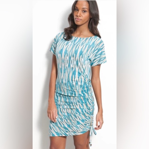 MICHAEL Michael Kors Tile Blue Chain Lace Up Side Dress Women’s Size XL - Picture 1 of 11